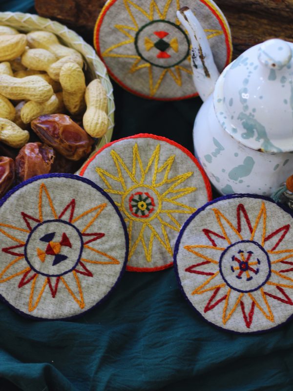 Sun Embroidered Coaster - Siwan motifs