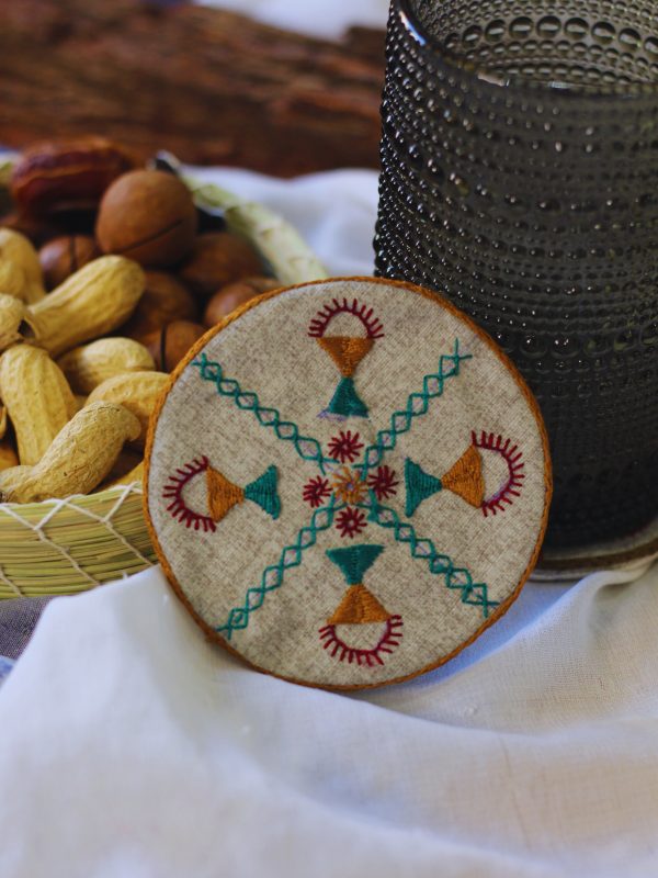 The bucket Embroidered Coaster - Siwan motifs